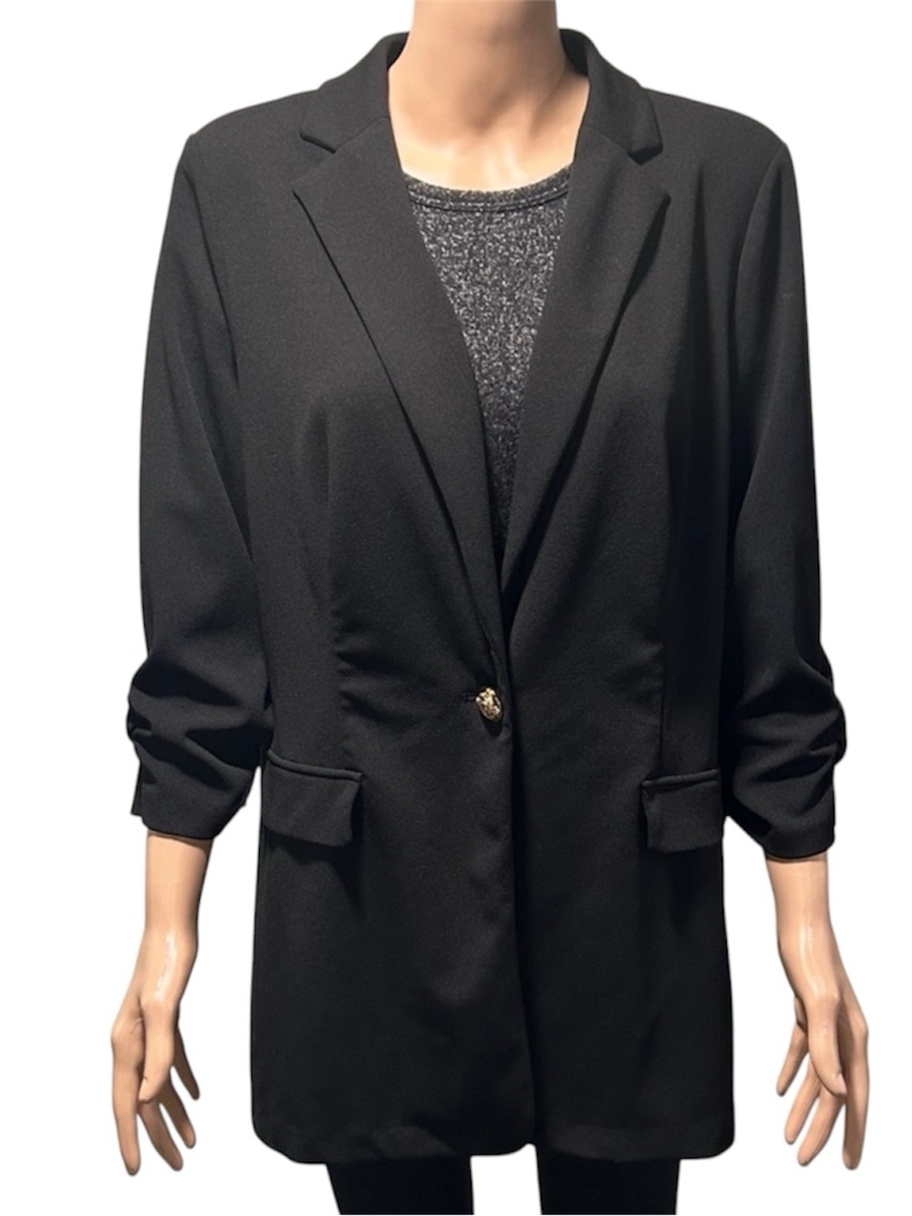 NYC Black Blazer with Gold Button